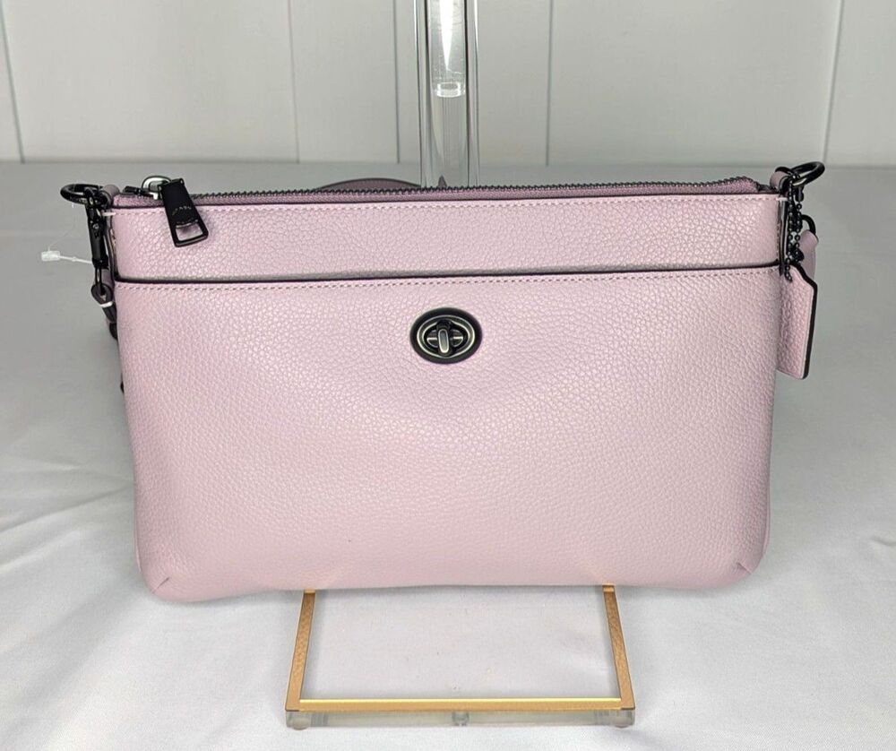 Coach Polly Crossbody - Ice Purple/Gunmetal, Pebbled Leather, Dust Bag, NWT